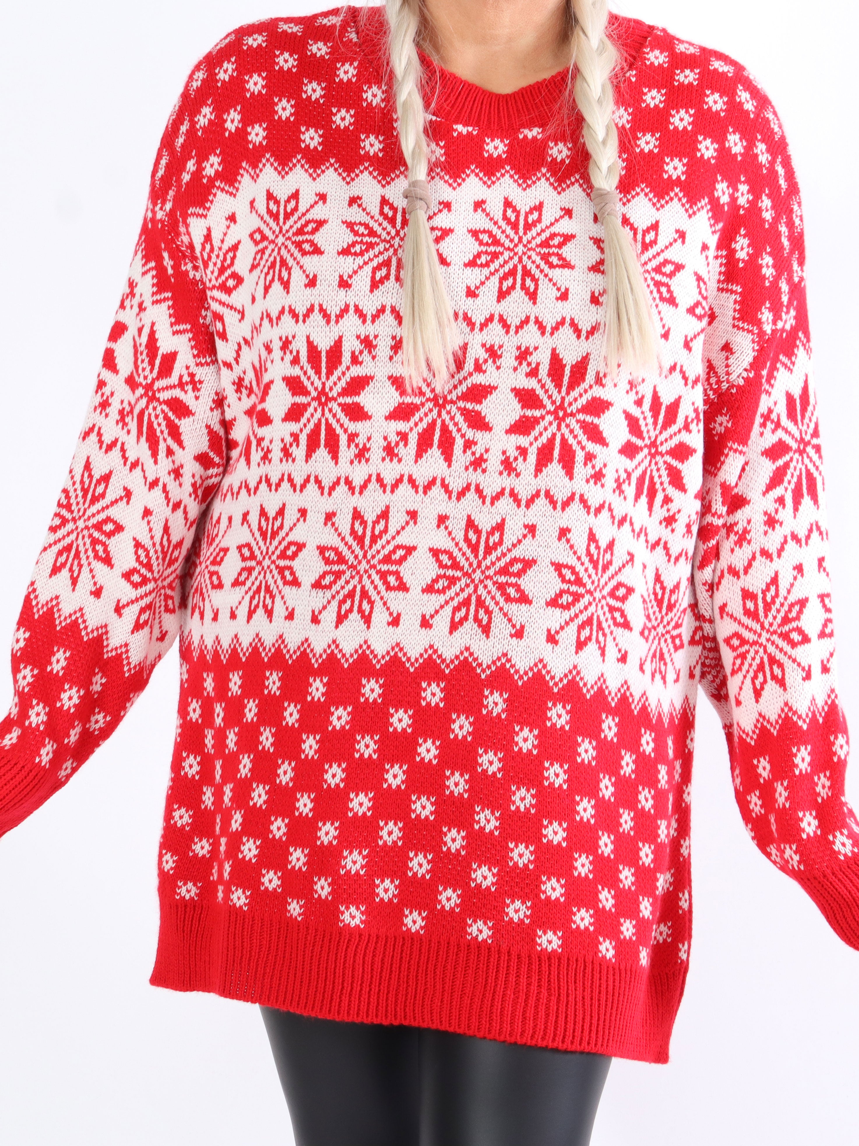 Christmas - Plus size julestrik med snefnug